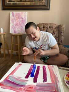 Hector painting the Fountains of Bellagio